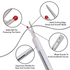 Seam Ripper Kit, Thread Separator Metal Arrow Separator with Replacement Blade and Aluminium Alloy Handle for Beginners Sewing Crafts