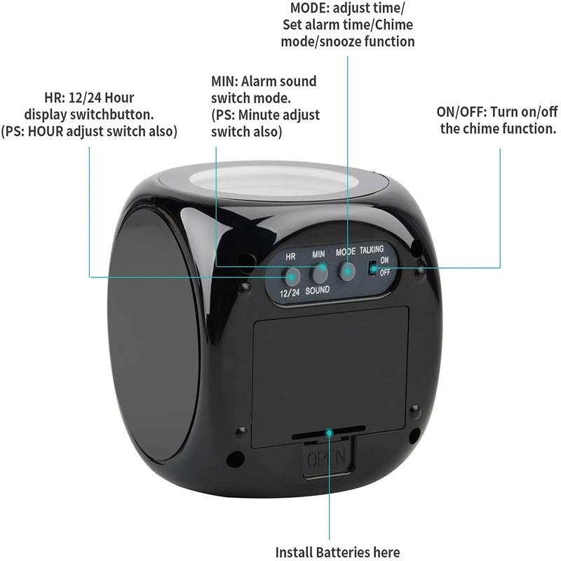 With Voice Talking LED Time Temperature for Bedroom，Projection Alarm Clock