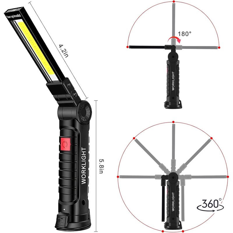 LED Work Light with Magnetic Base and Hanging Hook,360°Rotate &5