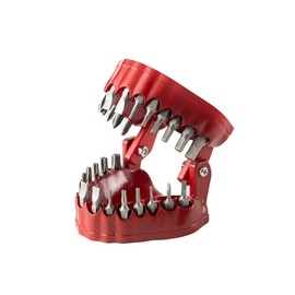 MIMIRACLE Denture Drill Bit Holder, Gag Gift for Dentist Handyman, Holds Up to 28 Bits Screwdriver Bit Organizer Fits 1/4 Inch Hex Bit and Drive Bit Adapter -Red