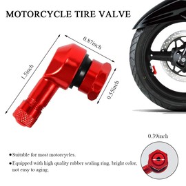 BWBWND 2 PCS 90 Degree Tire Valve Stems, Aluminum Alloy Wheel Valve Stem for Motorcycle with Rubber Ring,Diameter 10-11.3 mm Leakproof Tire Tubeless Valve Stems, Motorcycle Accessories (Red)