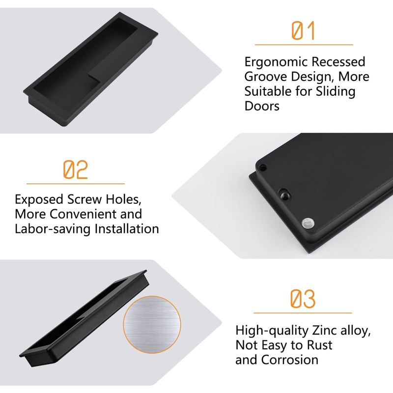 MOROBOR Zinc Alloy Flush Pull Handles, 2pcs Embedded Sliding Door