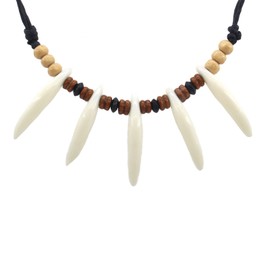 Scddboy Caveman Necklace,Jungle Necklace,Bone Tooth Necklace for Indian Tribe Prayer