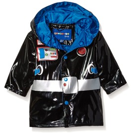 Wippette Toddler Boys Printed Raincoats, Asronaut Black-Shiny, 3T