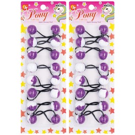 16 Pcs Hair Ties 20mm Ball Bubble Ponytail Holders Colorful White Two Tone Elastic Accessories for Kids Children Girls Women All Ages (Purple)
