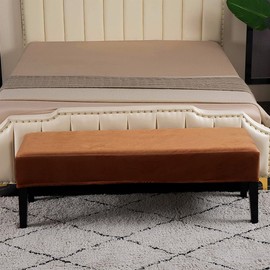 SearchI Dining Bench Cover, Stretch Washable Long Bench Seat Covers, Rectangle Dining Table Bench Slipover for Dining Room, Living Room, Kitchen(Velvet Brown)