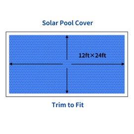 BigXwell Solar Pool Cover, 12Mil 12x24 Foot Rectangle for In-Ground Pools, 1200 Series Blue Blanket(12x24 FT)