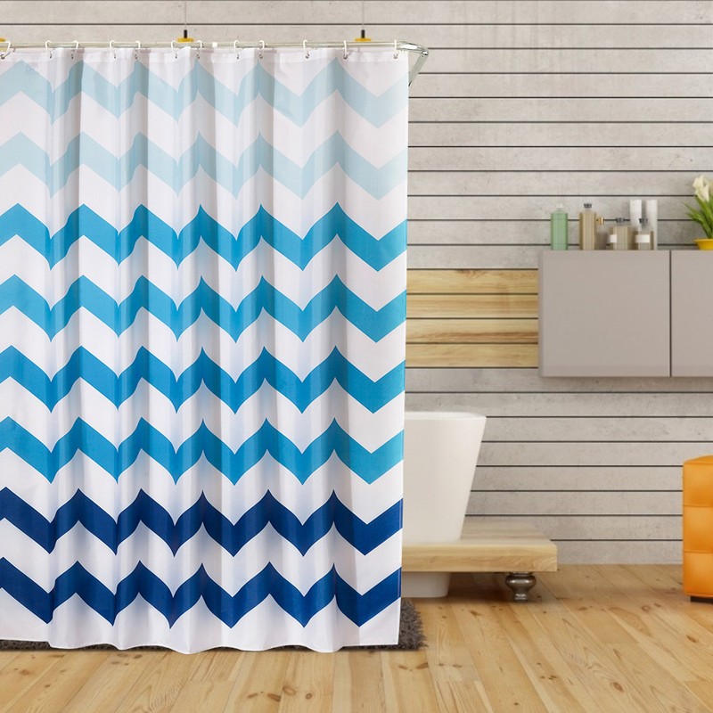 Polyester Floral Wave Shower Bath Curtain Thicken Waterproof Bathroom Curtain