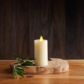 Luminara Classic Slim Flameless LED Candle, Ivory 2" x 4.5, Battery Operated Moving Flame Pillar w/Timer, Safe Realistic Wax Candle, Home Decor