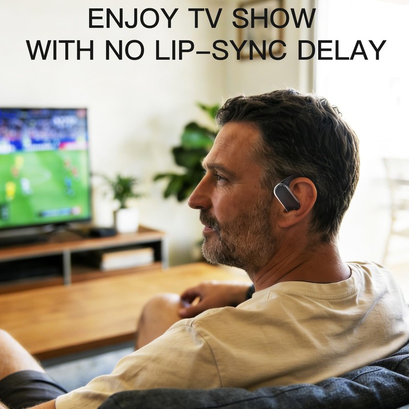 2.4GHz Wireless TV Headphones for Seniors, Open-Ear Hook Design for