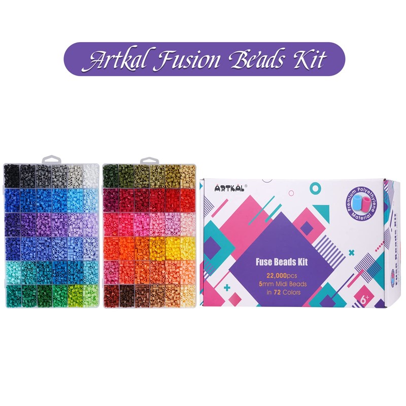 Fuse Beads 22000 Melty Beads with 4 Pegboards 100 Patterns