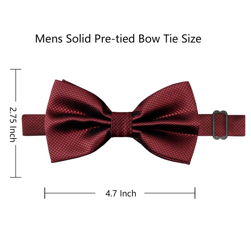 Alizeal Mens Solid Mini Squares Formal Banded Bow Ties (Maroon)