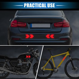 VekAuto 10 Pcs Reflective Stickers, Arrow Shape Universal for Cars PET Red