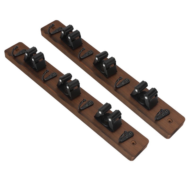 2pcs Mop Broom Holder 3 Positions 4 Hooks Wall Mount