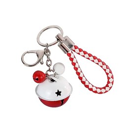 UUYYEO 4 Pcs Jingle Bell Car Keychain Christmas Key Chains Keyrings Wristlet Keychain Purse Bag Charm Pendant Xmas Holiday Party Favors Red