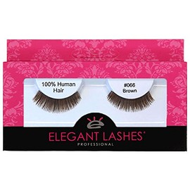 Elegant Lashes #066 Brown Short Natural Thick False Eyelashes (100% Natural Human Hair)
