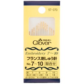 Clover 57-070 - Agujas de bordar francesas, surtido No. 7-10, paquete de 12