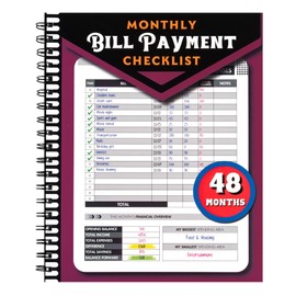 Monthly Bill Payment Checklist: Bill Tracker Notebook with Spiral Binding 8"x10" The 4-Year Guide for Families & Money Managers, 960 Billing Records Included (Plum)