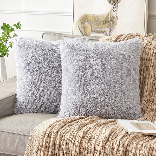 ANRODUO Pack of 2 Silver Grey Throw Pillow Covers Luxury