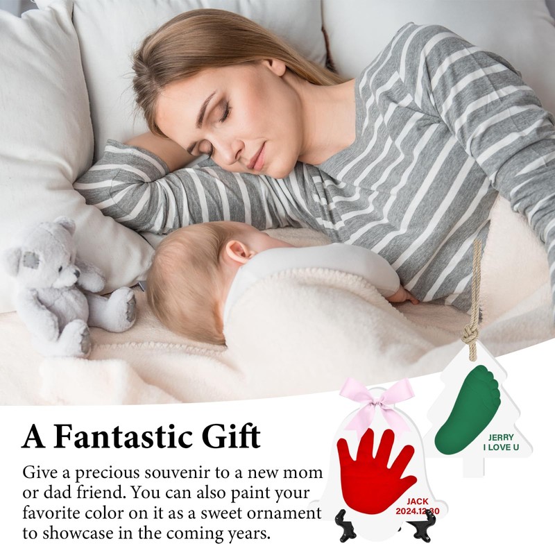 Baby Ornament Keepsake Hand and Footprint Kit Casting for Newborn