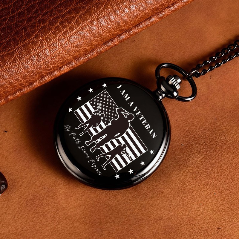 DerMacht Gifts for Veterans, Pocket Watch for Veterans with Military
