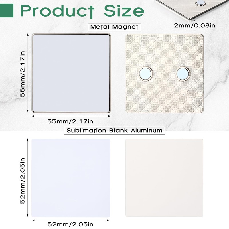 Xuhal 40 Pcs Sublimation Magnet Blanks Metal Bulk 2.16 x