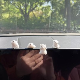 ZXHYREX 4 Pcs Cute Polar Bear Car Rearview Mirror Accessories, Car Interior Decoration Accessories for Rearview Mirror and Dashboard, Kawaii Decor for Home Garden Office, Funny Ornament Gifts