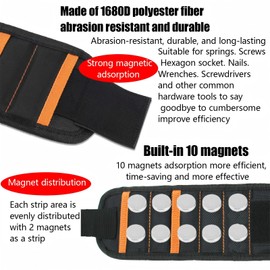 Magnetic Wristband for Holding Screws, Nails and Drill Bits for Men - Made from Premium Ballistic Nylon with Lightweight Powerful Magnets Stocking Stuffers for Dad, Husband, Grandpa, Handyman Gifts