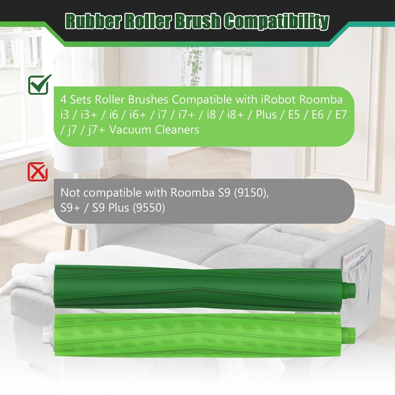 4 Sets Replacement Roller Brushes for iRobot Roomba i, j