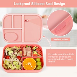 CAPERCI Brotdose Kinder mit Fächern - 1400ml Lunchbox Kinder Bento Box mit Unterteilung Auslaufsicher Brotbox für Mädchen & Jungen Schule, Kindergarten, Ausflüge（Rosa）