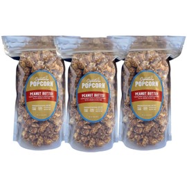 Signature Popcorn, 3-Pack Large Resealable Bags, Peanut Butter, Gourmet Popcorn Snack, Gluten Free