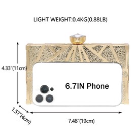 Milisente Gold Clutch Purses For Women Metallic Bridal Evening Clutch Bags Evening Formal Handbags, Gold-09
