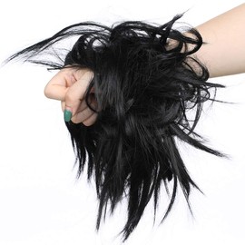 SEGO Hair Extensions Hairpiece Hair Scrunchie Updo Hair Extensions Bun Wavy Messy Hair Bun Ponytail for Women Curly Natural 45 g Black #1