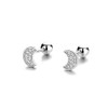 18G Tiny Moon Cartilage Stud Earrings 925 Sterling Silver Cubic