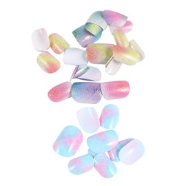 FOMIYES 48 Boxes Fake Nails Bead Mats Trays False Nails for with Glue Square False Nails Glue on Nails for Women Removable Floors Press on Nails Sticker Panties Toenails Faux Colorful