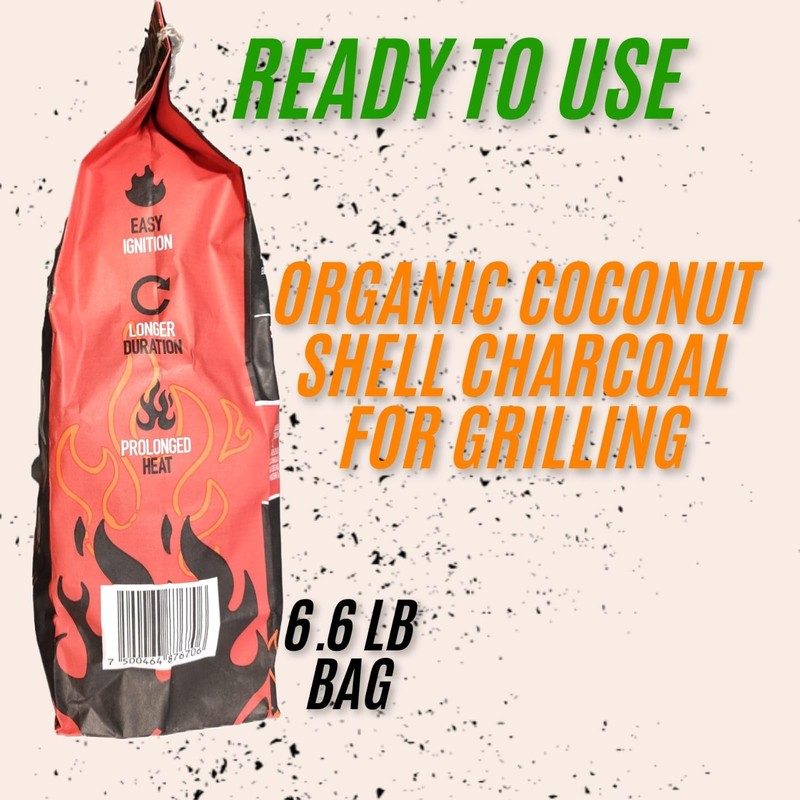 PROMADE - Coconut Shell Charcoal Briquettes – Long-Lasting, High Heat,