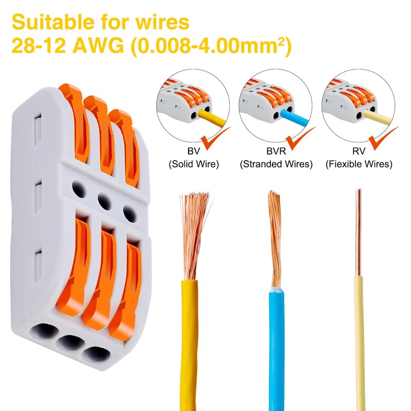 30pcs Conductor Compact Connectors,USUPERINK Lever Wire Nut Electrical Connectors for