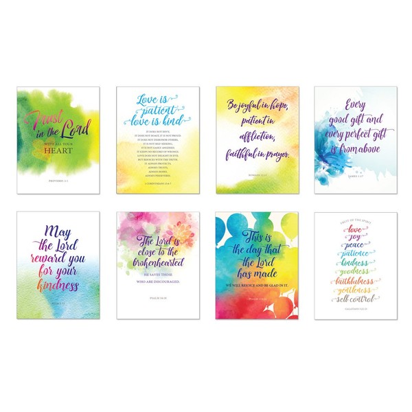 All-Occasion Simple Scripture Greeting Cards w/Envelopes (8 Inspirational Bible Verse Blank Note Cards - Birthday, Thank You, Sympathy, Thinking of you