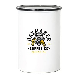 HAYMAKER Air scape Coffee Storage Canister, Stainless Steel, BPA Free, 64 Oz. (Chalk)