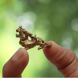 Purpledip Rare Miniature Brass Figurine Chinese Dragon Pixiu Piyao: Collectible Statue With Detailed Very Fine Workmanship (12699J)