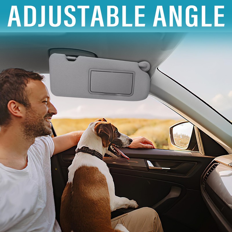Grey Left Driver Side Sun Visor with Mirror Compatible with