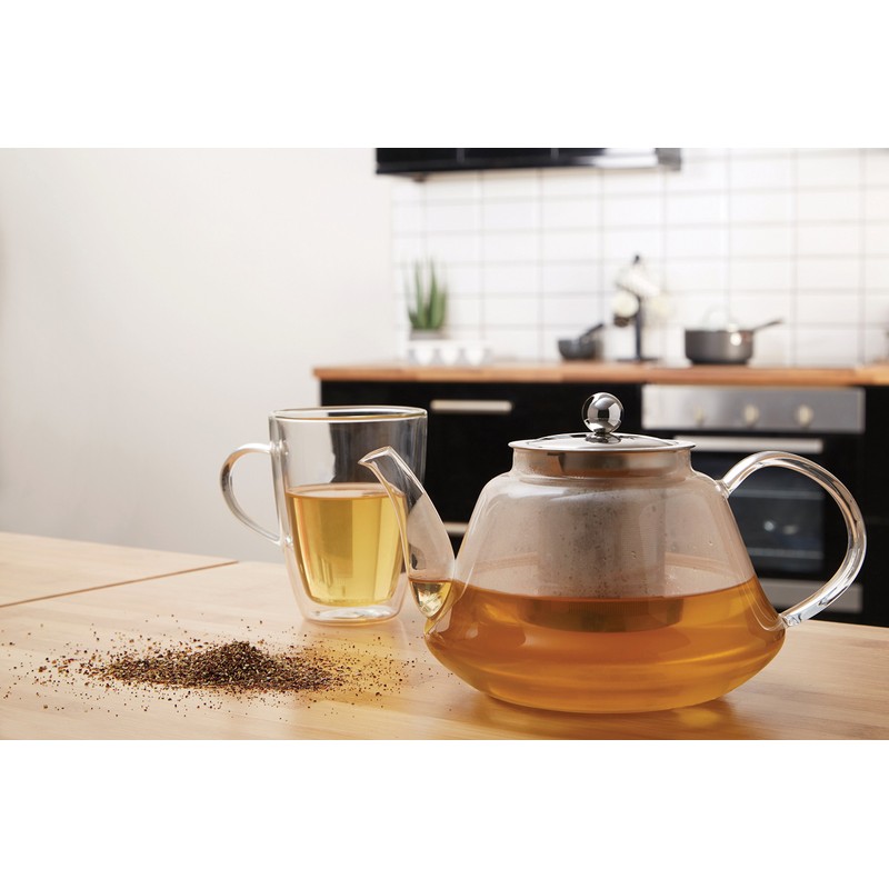 Premier Housewares High Borosilicate Teapot, with Strainer, 1200 ml,,,, 16