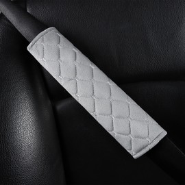 Tapha Plush Car Seat Belt Cover and Shoulder Pad Cushions Improve Driving Comfort, 2 PCS Included and Compatible with All Vehicles (Grey)