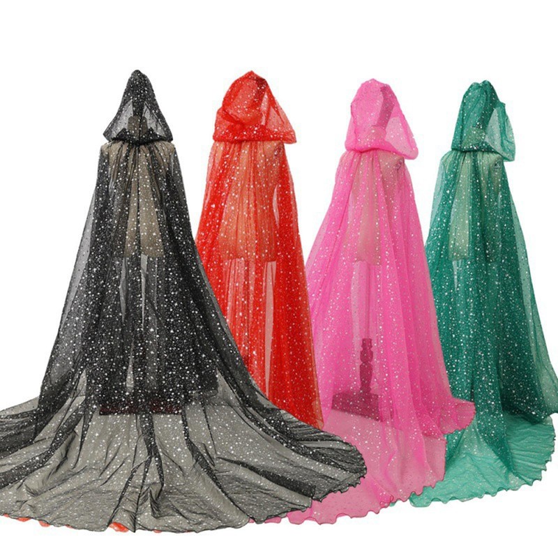 Harilla Women Wedding Tulle Cape with Hood, Elf Cape, Bridal