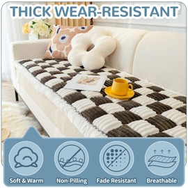 OTOB Dog Couch Cover Protector, Washable Non Slip Pet Friendly Sofa Cover for Dogs, 2-3 Cushion Fuzzy Pet Furniture Couch Covers for Sofa, Boho Soft Couch Covers Sofa Protector (27.6 x 82.6inch)