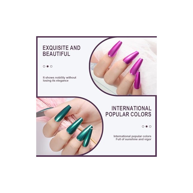 16 Polvo Cromado para Uñas, Nail Art Glitter con Efecto