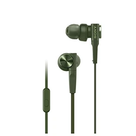 Sony Earphones Heavy Bass Model MDR-XB55AP: Canal Type with Remote and Microphone, Green MDR-XB55AP G