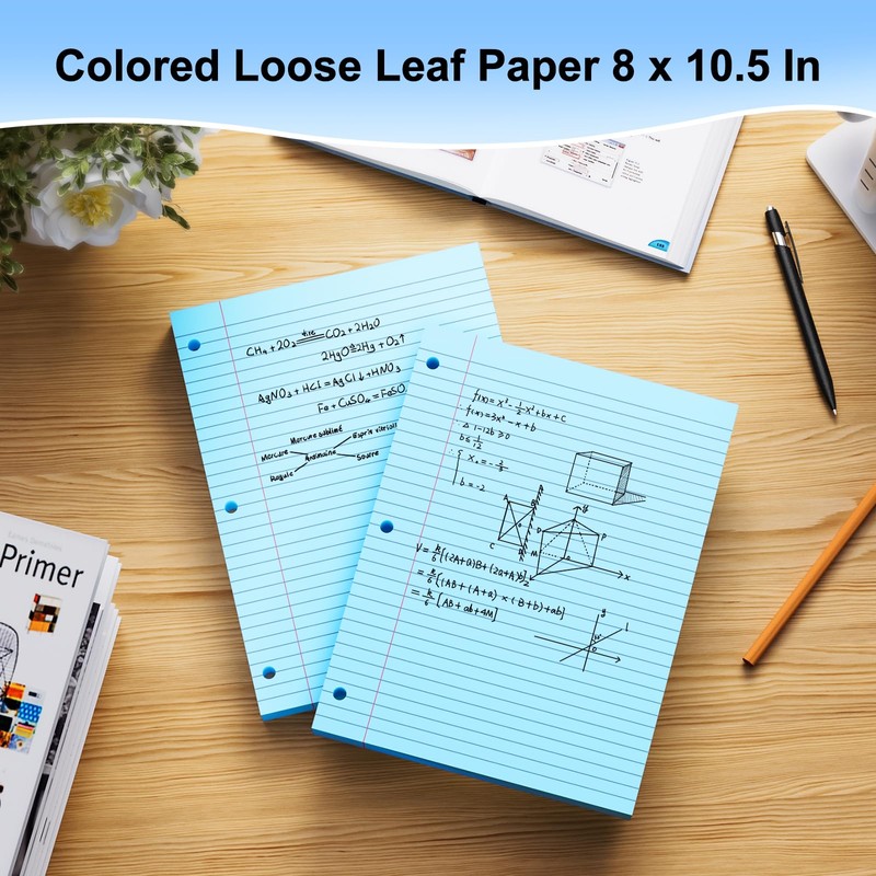Blue Loose Leaf Paper 100 Sheets 8" x 10.5" Filler