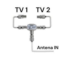 Reulin RF Coaxial Connector Kit with TV Splitter – Includes 3 Male RF Connectors, 2 Female RF Connectors, 1 TV Splitter (5-1000 MHz), and 40 Pcs 7mm Cable Clips – Ideal for TV Signal Distribution