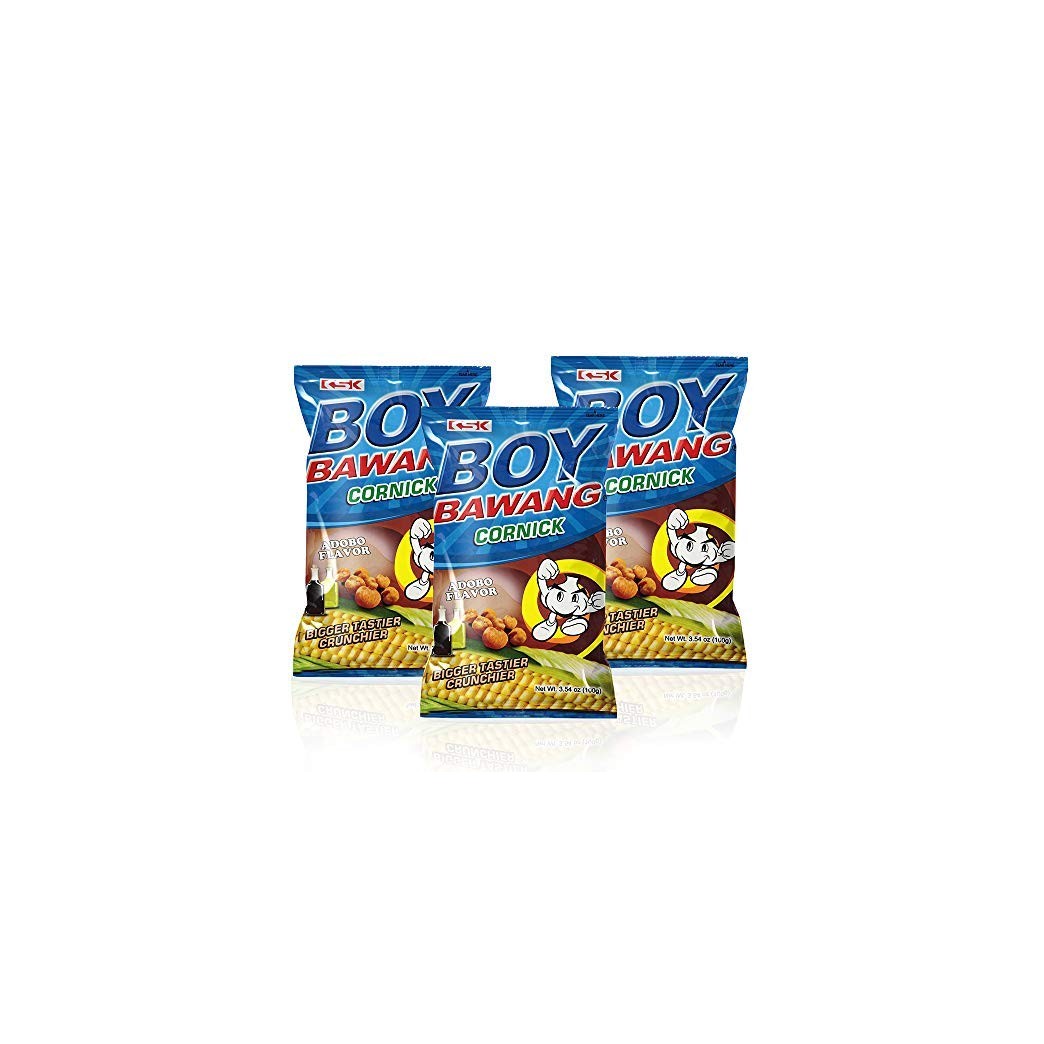 Boy Bawang Cornick, Adobo - Crispy Tasty & Gluten-Free Corn Nuts 3.54 ounces (100g), 3 Pack-SET OF 2